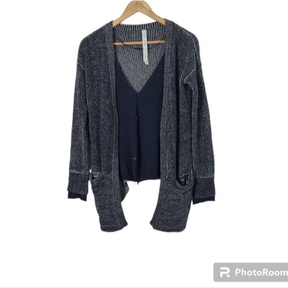 Lululemon Vestigan Blue Cashmere Blend Knitted Cardigan Womens Size 4 - Picture 2 of 16